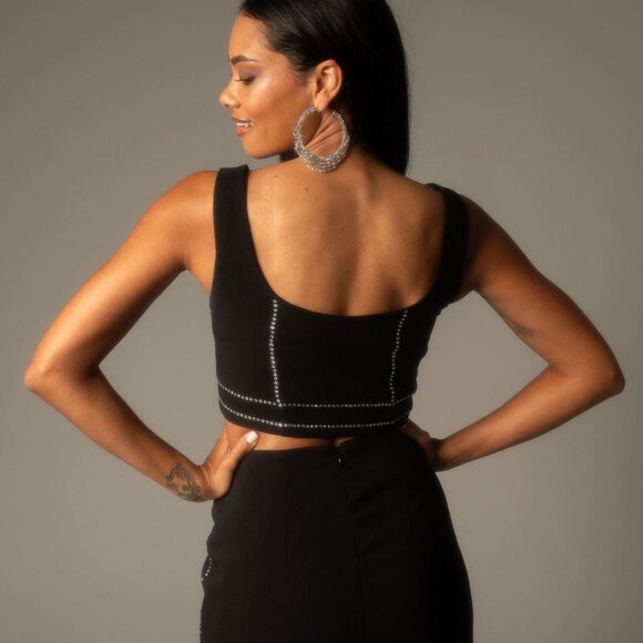 NWT 12th Tribe Emily Rhinestone Embellished Crop Top Size S - Picture 3 of 3